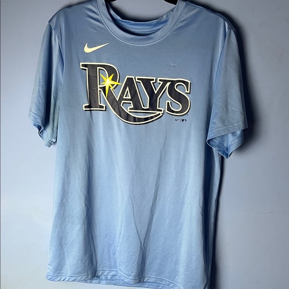 Nike Light Blue Rays Graphic Tee FLAW SHOWN - Picture 1 of 2